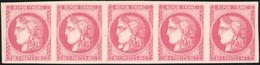 * N°49g - 80c. Rose. Variété Avec Boule Blanche Sous Le Cou Dans Bande De 5. Qualité Exceptionnelle. Ex Collection LOEUI - 1870 Bordeaux Printing