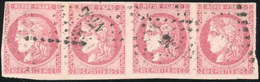 O N°49 - 80c. Rose. Bande De 4. Position 14-15-11-12. Obl. TB. - 1870 Ausgabe Bordeaux