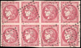 O N°49 - 80c. Rose. Bloc De 8. Obl. SUP. - 1870 Bordeaux Printing