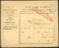 O Enveloppe Chargée ''Lettre Tombé En Rebus'' Frappé Du CàD REBUS ET RECLAMATION Bleu Du 26 Avril 1875 à Destination DU  - 1871-1875 Cérès