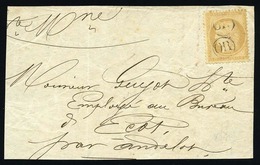 O N°59 - 15c. Bistre Obl. ''OR'' S/devant De Lettre. B. - 1871-1875 Ceres