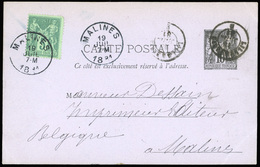 O N°75 - 5c. Vert Obl. S/carte Postale Imprimée à 10c. Frappée Du CàD De LILLE A ---- Du 18 Juillet 1881 à Destination D - 1876-1878 Sage (Typ I)