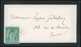 O N°75 - 5c. Vert Obl. GC 2090 S/lettre Locale. TB. - 1876-1878 Sage (Typ I)