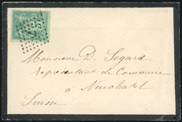 O N°75 - 5c. Vert Obl. Ancre S/lettre à Destination De NEUCHATEL - SUISSE. Arrivée Au Verso. TB. - 1876-1878 Sage (Typ I)