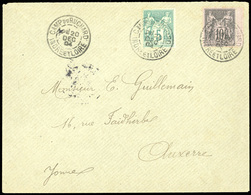 O N°7589 - 5c. Vert + 10c. Noir S/lilas, Petit BdeF, Obl. S/lettre Frappée Du CàD Du CAMP DU RUCHARD - INDRE-ET-LOIRE Du - 1876-1878 Sage (Typ I)