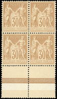 ** N°80 - 30c. Brun-jaune. Bloc De 4. BdeF. Centrage Parfait. SUP. - 1876-1878 Sage (Typ I)