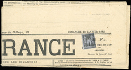 O N°83 - 1c. Noir S/azuré, Obl. Typo S/journal Complet L'ESPERANCE Du 22 Janvier 1882. TB. - 1876-1878 Sage (Type I)