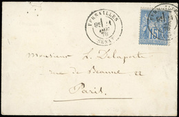 O N°90 - 15c. Bleu Obl. S/lettre Frappée Du CàD VERSAILLES - SENAT Du 21 Décembre 1878 à Destination De PARIS. Arrivée L - 1876-1878 Sage (Type I)