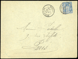 O N°90 - 15c. Bleu Obl. S/lettre Frappée Du CàD De MONACO PRINCIPAUTE Du 28 Janvier 1885 à Destination De PARIS. Arrivée - 1876-1878 Sage (Type I)