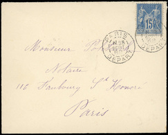 O N°90 - 10c. Bleu Obl. S/lettre Frappée Du CàD De PARIS-DEPART Avec Petit N Du 28 Septembre 1888 à Destination De PARIS - 1876-1878 Sage (Type I)