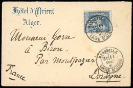 O N°90 - 15c. Bleu Obl. S/lettre Frappée Du CàD De MARSEILLE - LIGNE D'ALGER Du 11 Décembre 1881 à Destination De MONPAZ - 1876-1878 Sage (Type I)