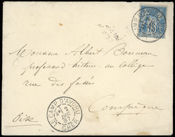 O N°90 - 15c. Bleu Obl. S/lettre Frappée Du CàD LE CAMP D'AVORD - CHER Du 2 Décembre 1887 à Destination De COMPIEGNE - O - 1876-1878 Sage (Type I)