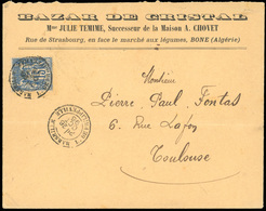 O N°90 - 15c. Bleu Obl. S/lettre Frappée Du CàD De MARSEILLE - L. DE PHILIPPEVILLE Du 26 Octobre 1896 à Destination De T - 1876-1878 Sage (Typ I)