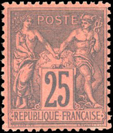 * N°91 - 25c. Noir S/rouge. Excellent Centrage. SUP. - 1876-1878 Sage (Type I)