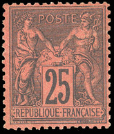 * N°91 - 25c. Noir S/rouge. Type II. SUP. - 1876-1878 Sage (Type I)