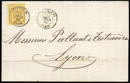 O N°92 - 25c. Bistre S/jaune Obl. S/lettre Frappée Du CàD De BEYROUTH - SYRIE Du 15 Février 1883 à Destination De LYON.  - 1876-1878 Sage (Type I)