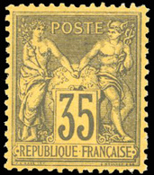 * N°93 - 35c. Violet-noir Sur Jaune. Centrage Parfait. SUP. - 1876-1878 Sage (Type I)