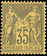 * N°93 - 35c. Violet-noir S/jaune. Type II. SUP. - 1876-1878 Sage (Type I)
