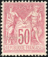 * N°96195 - 20c. Brique S/vert + 25c. Noir S/rose + 50c. Rose. 3 Valeurs. TB. - 1876-1878 Sage (Type I)