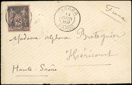 O N°97 - 25c. Noir S/rose Obl. S/lettre Frappée Du CàD De TANGER - MAROC Du 14 Juin 1888 à Destination De HERICOURT - HA - 1876-1878 Sage (Type I)