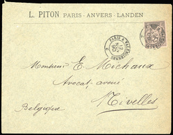 O N°97 - 25c. Noir S/rose Obl. S/lettre Frappée Du Cachet Ambulant PARIS A VALENCIENNES Du 12 Novembre 1890 à Destinatio - 1876-1878 Sage (Typ I)