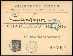 O N°97 - 25c. Noir S/rose Obl. S/lettre Frappée Du Cachet Octogonal Bleu LOANGO A BORDEAUX - L.L.N°1 Du 6 Octobre 1892 à - 1876-1878 Sage (Type I)
