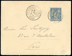 O N°101 - 15c. Bleu Obl. S/lettre Frappée Du CàD PARIS EXPOSITION - ALMA Du 7 Juin 1900 à Destination De PARIS. TB. - 1876-1878 Sage (Typ I)