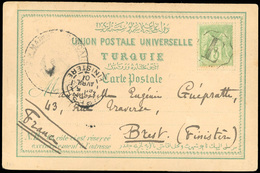 O N°102 - 5c. Vert-jaune Obl. Cachet Ondulé De La Brigade D'ambulant Du Service Rapide Avec La Lettre ''E'' S/carte Post - 1876-1878 Sage (Typ I)