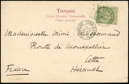 O N°102 - 5c. Vert-jaune Obl. S/carte Postale Frappée Du CàD CORR. D.ARMEES - BEYROUTH Du 9 Janvier 1902 à Destination D - 1876-1878 Sage (Typ I)