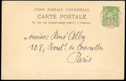 O N°102 - 5c. Vert Obl. S/carte Postale Frappée Du CàD De SMYRNE - TURQUIE D'ASIE Du 12 Mars -- à Destination De PARIS. - 1876-1878 Sage (Type I)