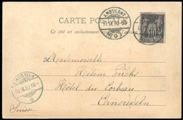 O N°103 - 10c. Noir S/lilas Obl. S/carte Postale Frappée Du CàD AMBULANT N°3 Du 17 Septembre 1900 à Destination De EINSI - 1876-1878 Sage (Typ I)