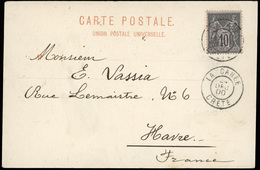 O N°103 - 10c. Noir S/lilas Obl. S/carte Postale Frappée Du CàD De LA CANEE - CRETE Du -- Décembre 1900. TB. - 1876-1878 Sage (Type I)