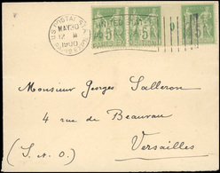 O N°106 - Paire Millésime 9 Du 5c. Vert-jaune + 1 Unité Obl. Flamme UNITED STATES - POSTAL STATION - PARIS EXPOSITION S/ - 1876-1878 Sage (Typ I)