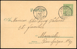 O N°106 - 5c. Vert Obl. S/carte Postale Frappée Du CàD De JERUSALEM - PALESTINE Du 15 Septembre 1902 à Destination De MA - 1876-1878 Sage (Type I)