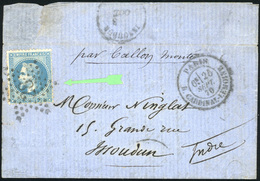 O N°29 - ETATS-UNIS. 20c. Laurés Obl. étoile 28 S/lettre Frappée Du CàD De PARIS - R. CARDINAL LEMOINE Du 25 Septembre 1 - Krieg 1870