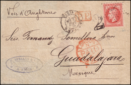 O N°32b - ETATS UNIS. 80c. Laurés N.D. Dit ''émission De Rothschild'' Obl. étoile Sur Lettre Frappée Du Cachet De PARIS  - Oorlog 1870