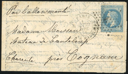 O N°29 - L'ARMAND BARBES. 20c. Laurés Obl. étoile 3 S/lettre Frappée Du CàD De PARIS - PL. DE LA MADELEINE Du 30 Septemb - Guerra Del 1870