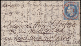 O N°29 - Le WASHINGTON. 20 C. Lauré Obl. PARIS SC En Rouge Du 8 OCTOBRE 1870 Sur Lettre à Destination De ST SEVER SUR AD - Krieg 1870