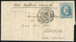 O N°29 - LE GARIBALDI. 20c. Laurés Obl. Losange GC S/lettre Frappée Du CàD De PARIS - LES TERNES Du 20 Octobre 1870 à De - War 1870