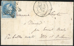 O N°29 - LE FERDINAND FLOCON. 20c. Laurés Obl. étoile S/lettre Frappée Du CàD De PARIS (60) Du 3 Novembre 1870 à Destina - Oorlog 1870