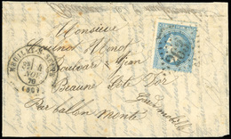 O N°29 - LE VILLE DE CHATEAUDUN. 20c. Laurés Obl. GC 2635 S/lettre Frappée Du CàD De NEUILLY-SUR-SEINE Du 4 Novembre 187 - Oorlog 1870