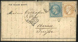 O N°2829 - LE VILLE DE CHATEAUDUN. 10c. + 20c. Lauré. Obl. étoile S/Gazette Des Absents N°5 Frappée Du CàD De PARIS Du 5 - Oorlog 1870