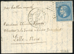 O N°29 - LE VILLE DE CHATEAUDUN. 20c. Lauré. Obl. étoile ''7'' S/lettre Frappée Du CàD De PARIS - RUE D'ENGHIEN Du 5 Nov - Oorlog 1870