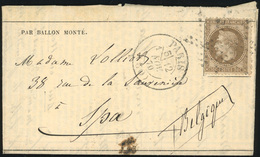 O N°30 - LE GENERAL URICH. 30c. Brun Obl. étoile S/Gazette Des Absents N°7 Frappée Du CàD Avec Section De Levée ''5'' De - Oorlog 1870