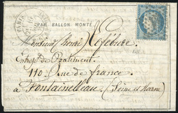 O N°37 - L'ARCHIMEDE. 20c. Siège Obl. étoile S/Dépêche Ballon N°7 Frappée Du CàD De PARIS - R. ST-DOMINIQUE Du 19 Novemb - Krieg 1870