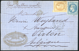 O N°2829 - LE LAVOISIER. 10c. + 20c. Laurés Obl. étoile 19 S/lettre Frappée Du CàD De PARSI - R. RICHARD LENOIR Du 20 Dé - Oorlog 1870