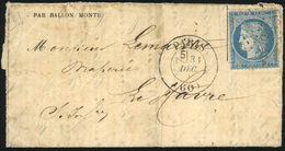O N°37 - LE NEWTON. 20c. Siège Obl. étoile S/Gazette Des Absents N°21 Frappée Du CàD Avec Section De Levée ''5'' De PARI - War 1870