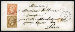 O N°2133 - 10c. + 40c. Obl. GC5083 S/lettre Frappée Du CàD De Constantinople Du 20/8/63 à Destination De PARIS. SUP. - 1849-1876: Klassik