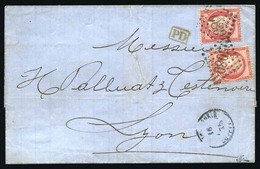 O N°57 - 80c. CERES X 2 Obl. GC 5080 Sur Lettre Provenant De BEYROUTH Frappée Du CàD ALEXANDRIE Du 16 Novembre 75 à Dest - 1849-1876: Période Classique