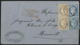 O N°5960 - Paire Du 15c. Bistre + Paire Du 25c. Bleu Obl. GC 5095 + Cachet Perlé De SALONIQUE - TURQUIE Du 16 Juin S/let - 1849-1876: Klassieke Periode